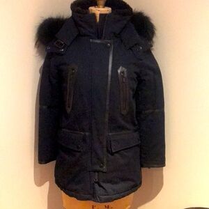 The Kooples cotton and leather parka coat